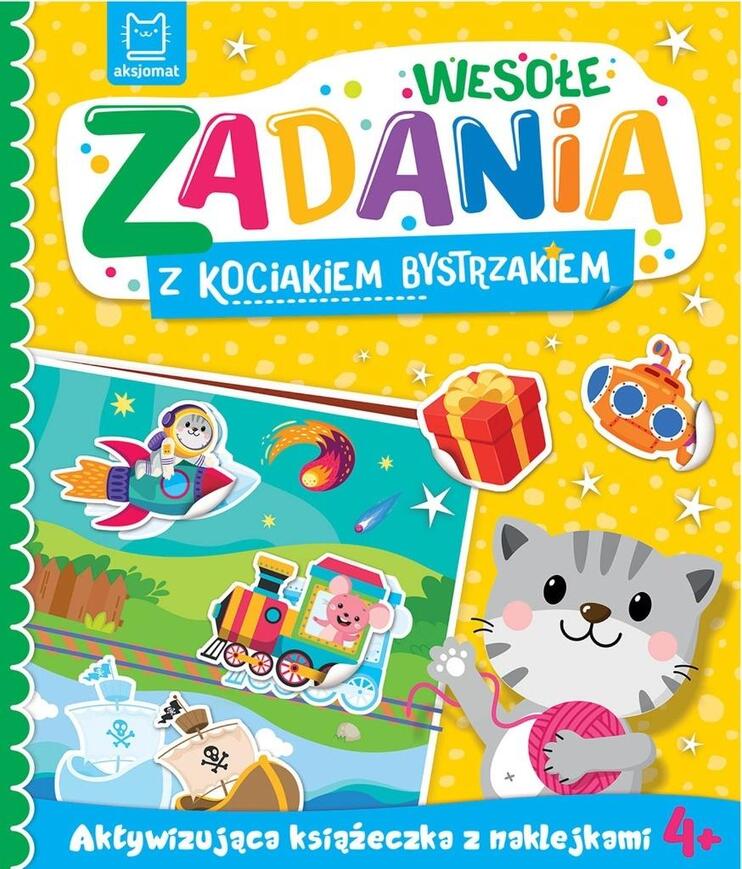 Wesołe zadania z kociakiem bystrzakiem aktywizująca książeczka z naklejkami
