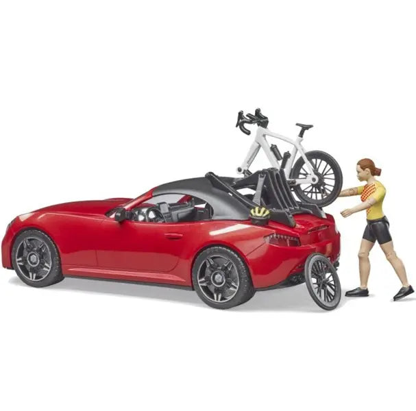 BRUDER czerwony roadster z rowerem 03485