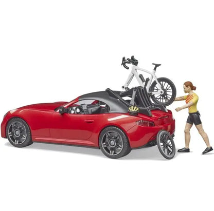 BRUDER czerwony roadster z rowerem 03485