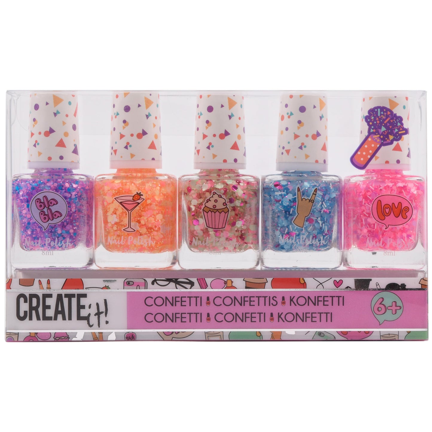 Create it! lakier do paznokci confetti 5-pak