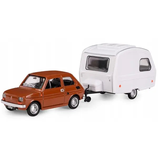 Zestaw Fiat 126p + przyczepa Niewiadów N-126 - brązowy