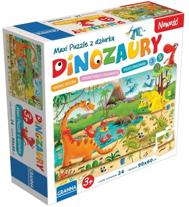 Maxi puzzle z dziurką Dinozaury