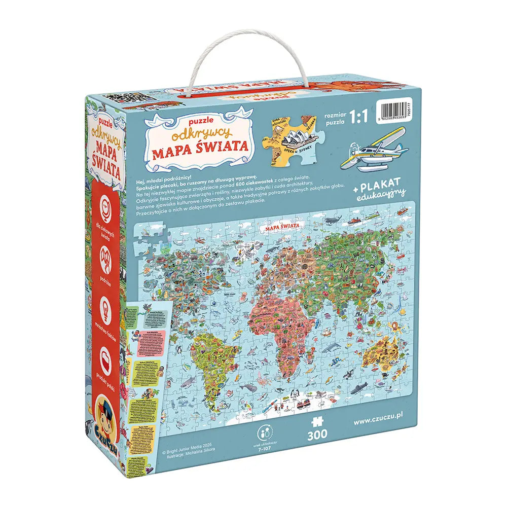 Puzzle odkrywcy mapa świata 7+