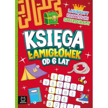 Księga łamigłówek od 6 lat labirynty krzyżówki szyfrogramy