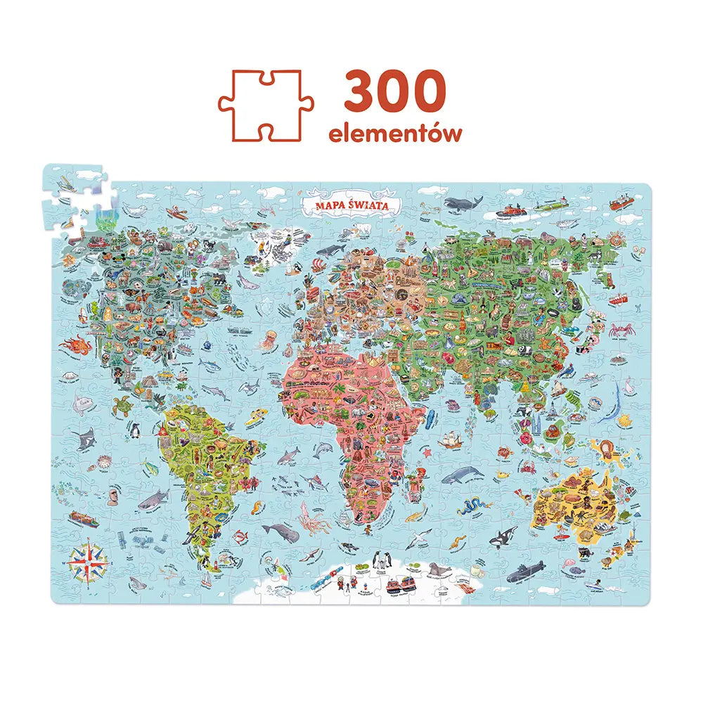 Puzzle odkrywcy mapa świata 7+