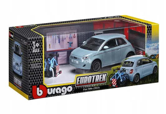 Eurotrek Fiat 500E Touring niebieski 1:24