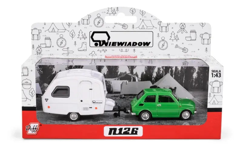 Fiat 126p + przyczepa kempingowa Niewiadów K-608 zielony