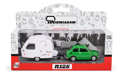 Fiat 126p + przyczepa kempingowa Niewiadów K-608 zielony