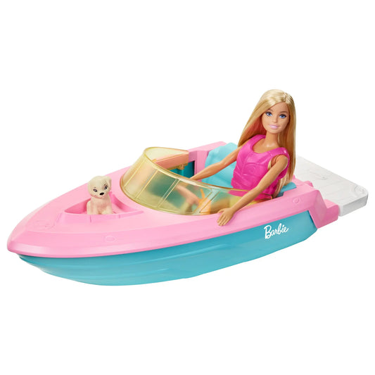 Barbie zestaw lalka + motorówka