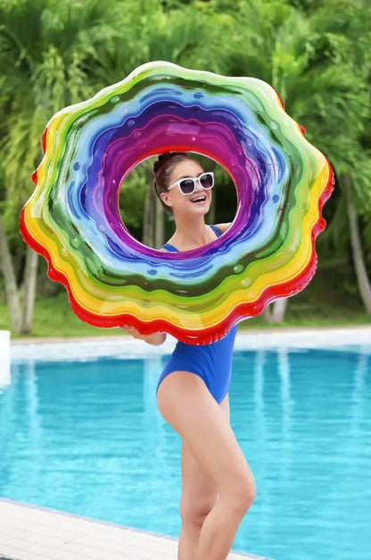 Koło dmuchane tęczowe 115cm