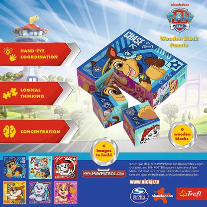 Drewniane klocki puzzle - Psi Patrol