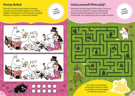 Muminki 100 naklejek + łamigłówki