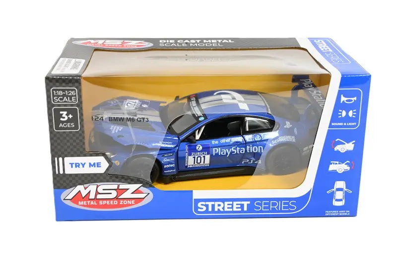 Model BMW M6 GT3 niebieski ze światłem i dźwiękiem