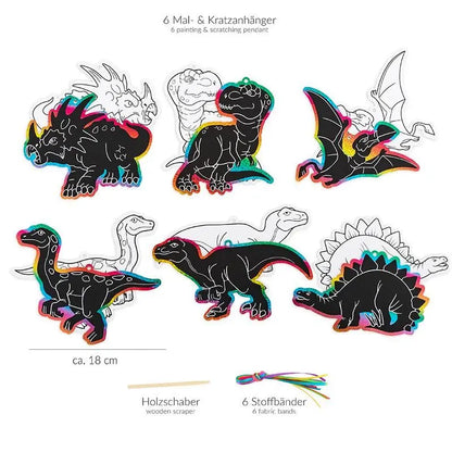 Zdrapywanka kolorowanka dino 6 szt