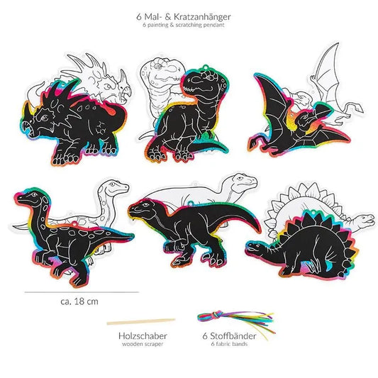 Zdrapywanka kolorowanka dino 6 szt