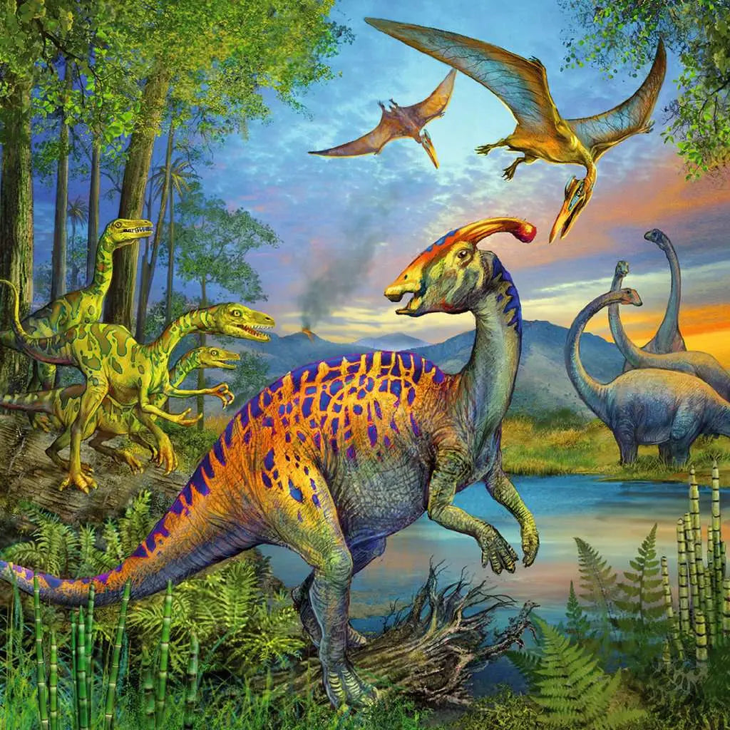 RAVENSBURGER Puzzle Fascynujący świat dinozaurów 3x49 93175
