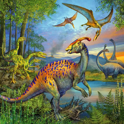 RAVENSBURGER Puzzle Fascynujący świat dinozaurów 3x49 93175