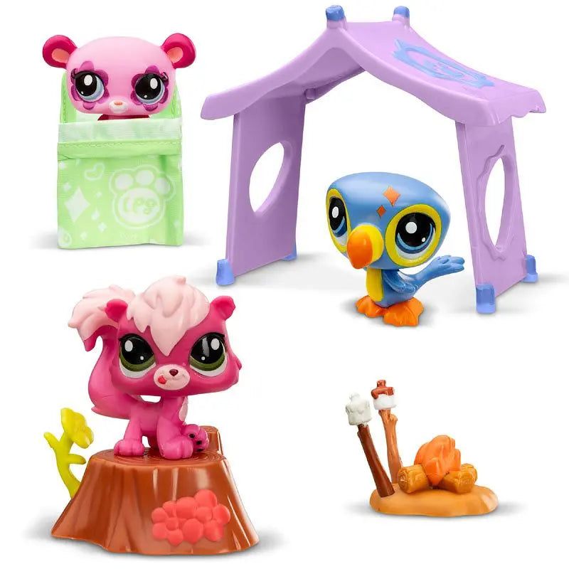 Littlest Pet Shop seria 2 Kemping zwierzaków, 3 Figurki + akcesoria