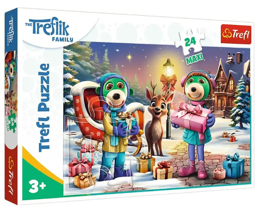 Puzzle maxi 24 elementy rodzina treflików zimowy czas