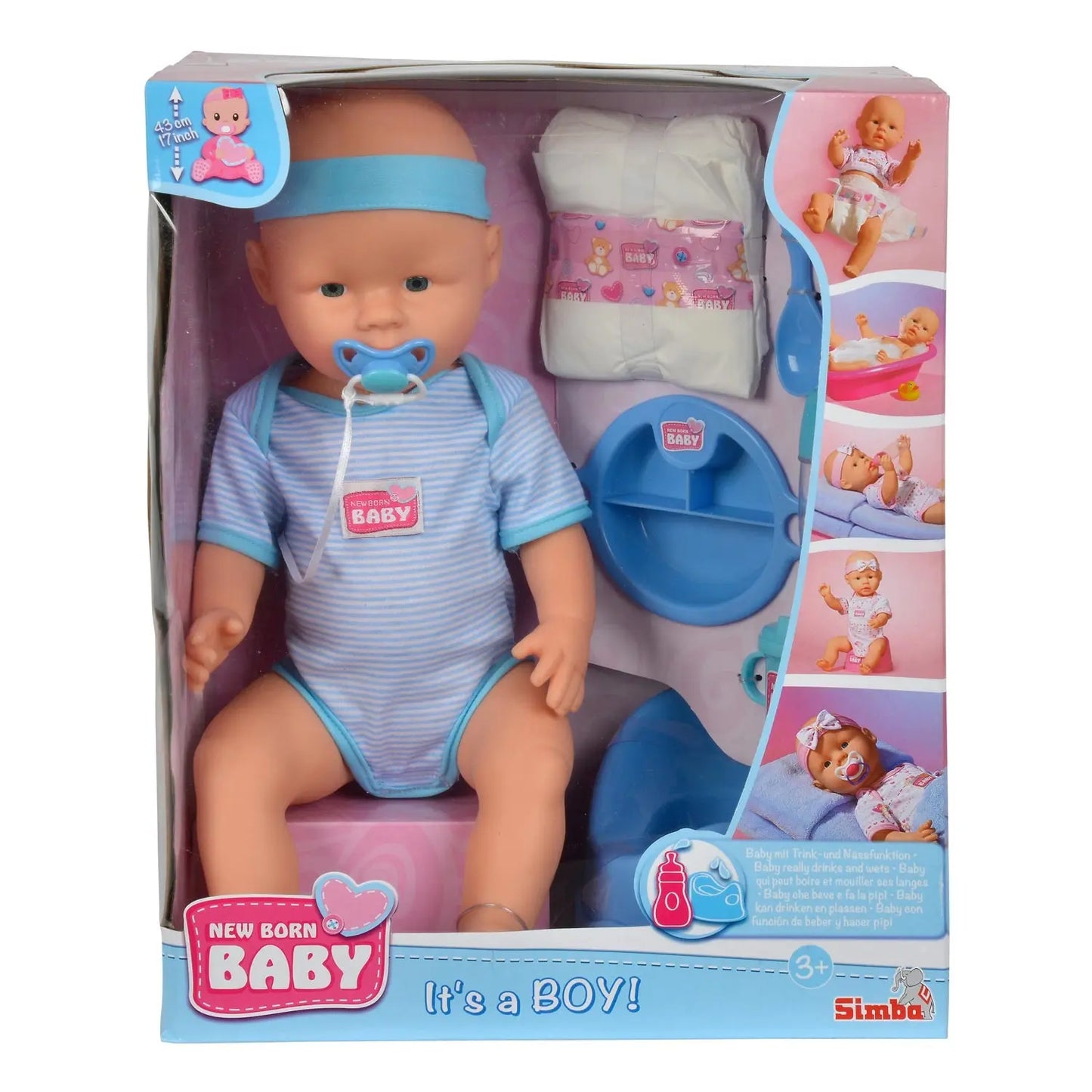 New born baby new born lalka funkcyjna chłopiec 43cm