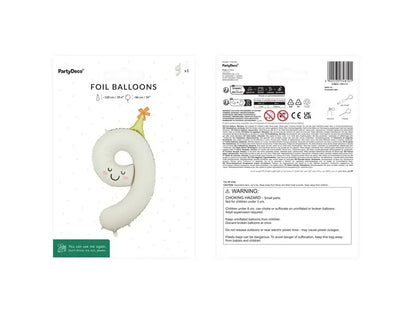 Balon foliowy Cyfra 9, 86cm kremowy