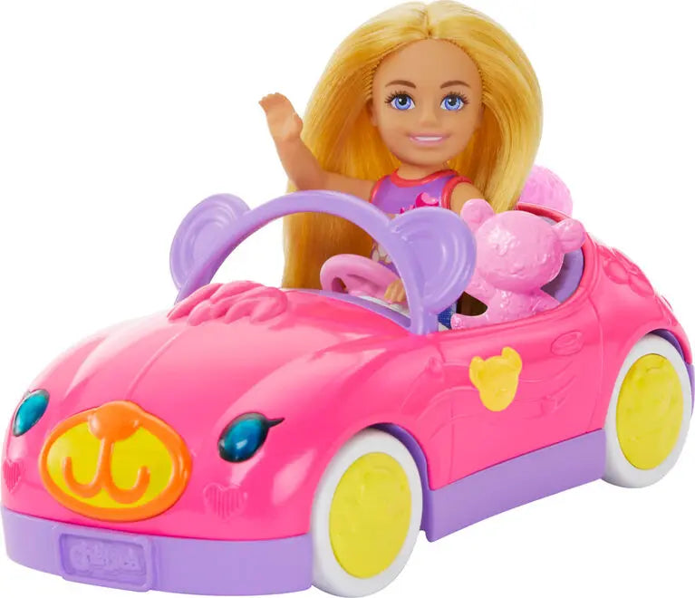 Barbie chelsea i misiowy pojazd zestaw