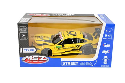 Model BMW M4 DTM żółty ze światłem i dźwiękiem 1:24