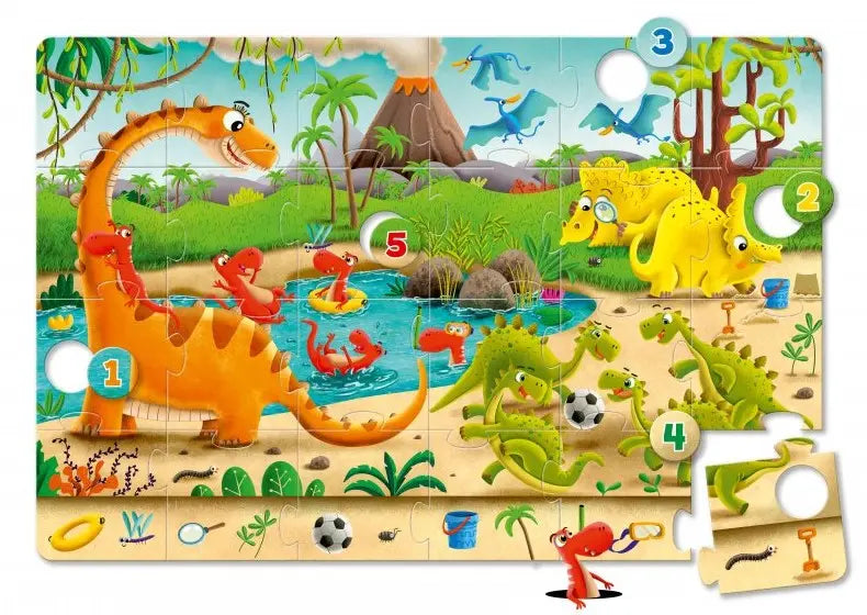 Maxi puzzle z dziurką Dinozaury