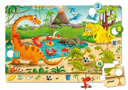 Maxi puzzle z dziurką Dinozaury