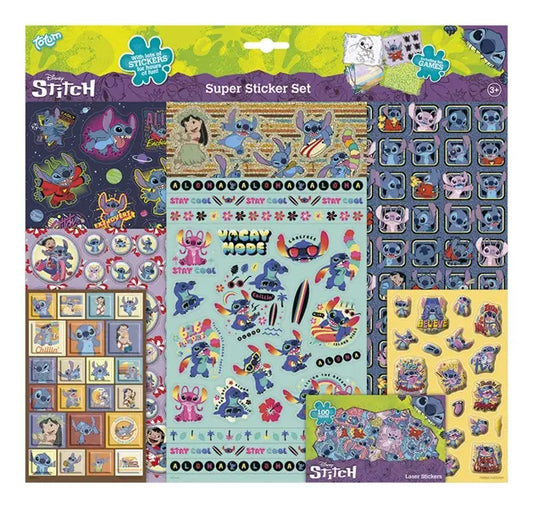 Super set naklejki Stitch, 8 arkuszy