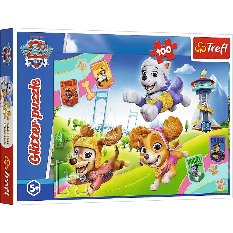 Puzzle z brokatem Psi Patrol 100 el. Błyszczące psiaki