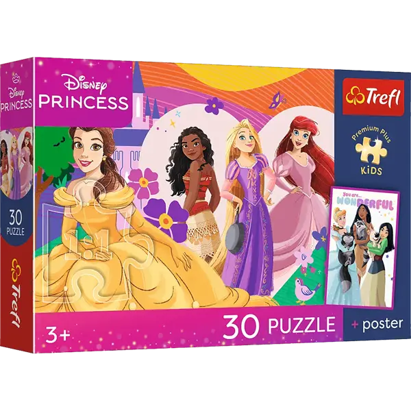 Puzzle Premium Plus Kids, Disney 30 el. Księżniczki i przyjaźń