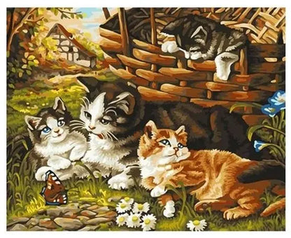 Diamentowa mozaika - Kocia rodzina 30x40cm
