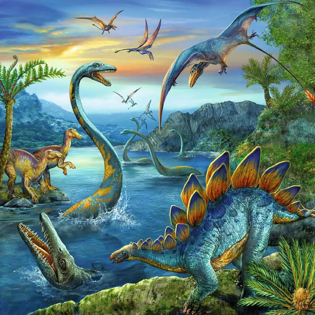 RAVENSBURGER Puzzle Fascynujący świat dinozaurów 3x49 93175