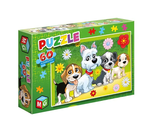 Pieski / kwiatki puzzle 60 elementów