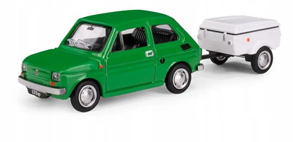 Zestaw Fiat 126p + przyczepa Niewiadów N250C - zielony
