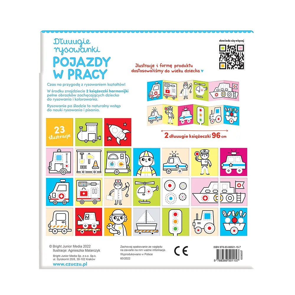 Dłuuugie rysowanki 3+ rysuję po śladzie pojazdy w pracy