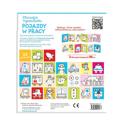 Dłuuugie rysowanki 3+ rysuję po śladzie pojazdy w pracy