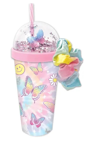 Kubek z gumką Scrunchie, motylki