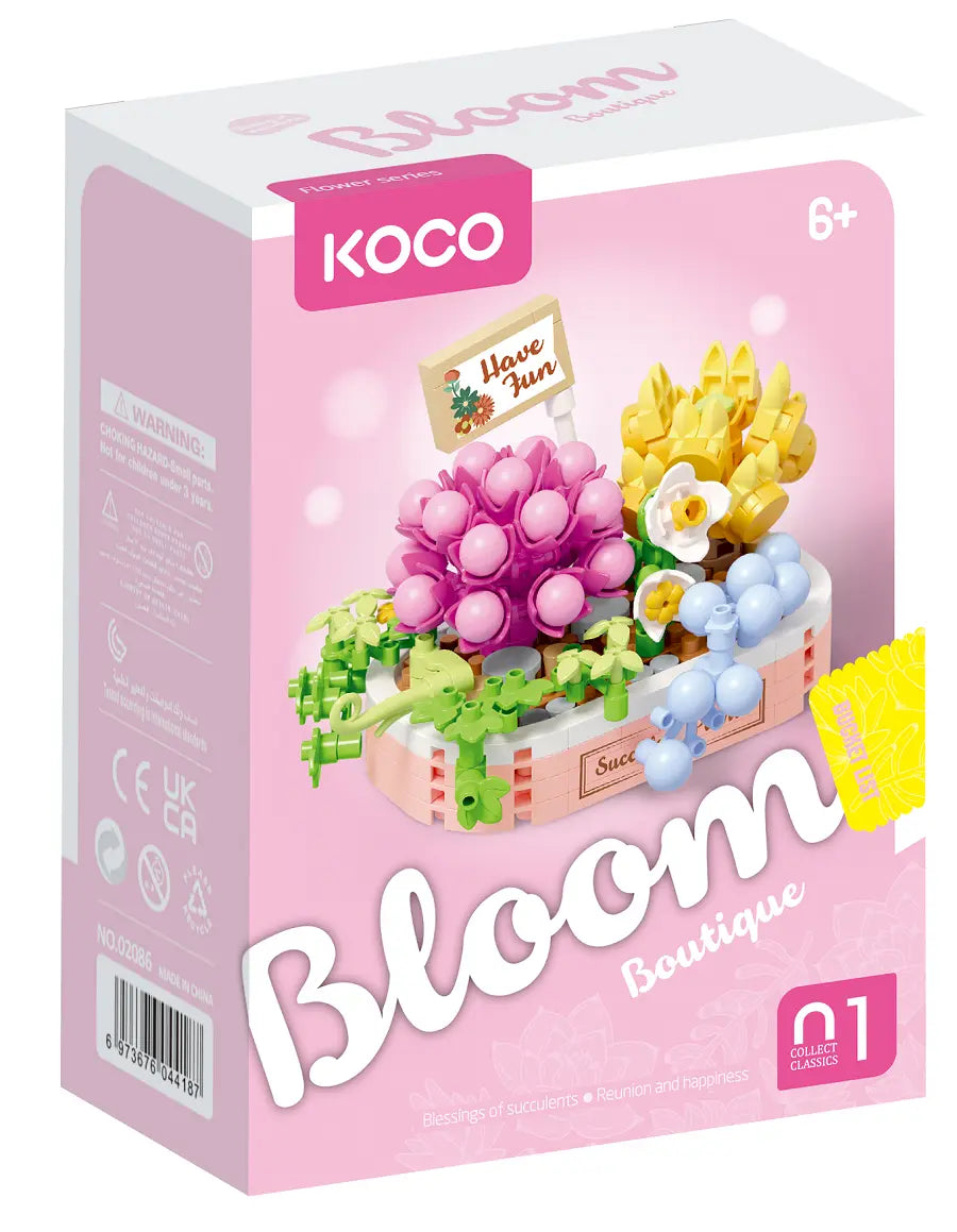 Klocki koco sukulenty w różowej donicy 249 elementów