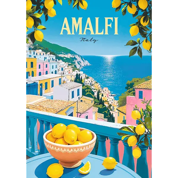 Puzzle Vintage Poster 1000 el. Amalfi, Włochy