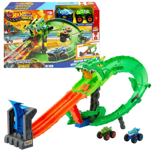 Hot Wheels Monster Truck tor Smoczy wyścig + 2 auta