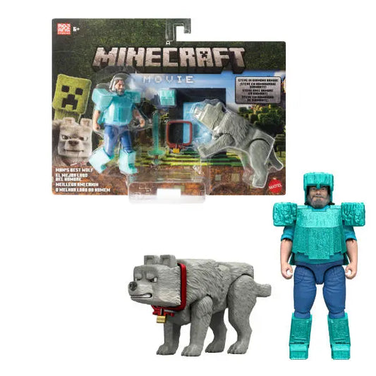 Minecraft Steve i wilk 2pak figurek