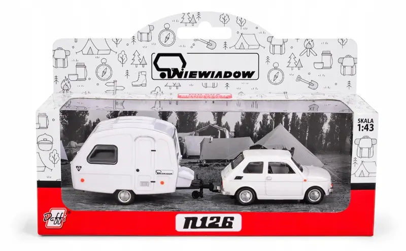 Zestaw Fiat 126p + przyczepa Niewiadów N126 - biały