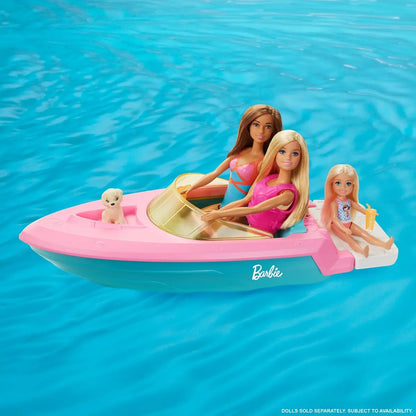 Barbie zestaw lalka + motorówka