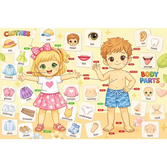 Puzzle Rodzina Treflików, Edukacyjne 104 el. Moje ciało i ubrania