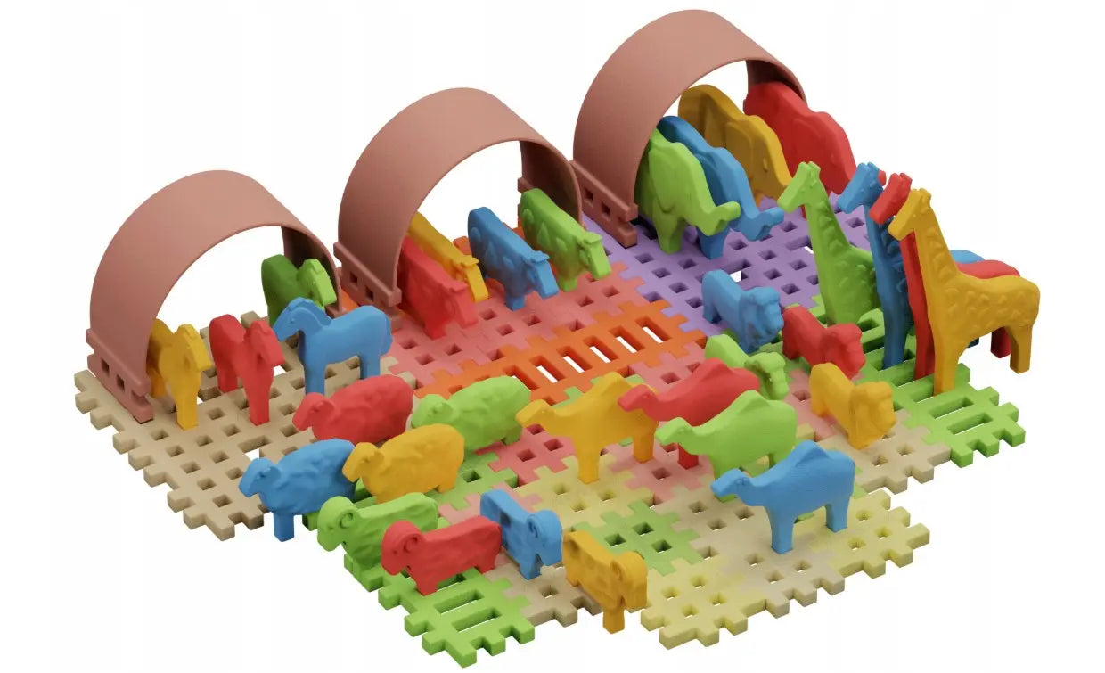 Klocki wafle mini zwierzęta 62 elementy