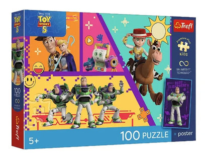 Puzzle Premium Plus Kids UFT Toy Story 100 ele, Zabawki w akcji i kolekcjonerski plakat