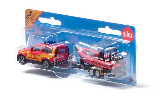 SIKU ORANGE Land Rover Defender z łodzią 1608