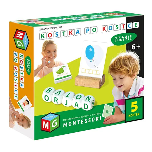 Montessori zabawa edukacyjny kostkapisanie 5 kostek